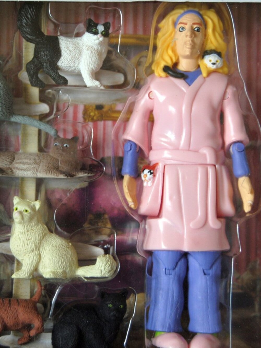 Crazy Cat Lady Action Figure Archie McPhee Cat Lover Funny Gift Set NEW +6 cats - Picture 2 of 3